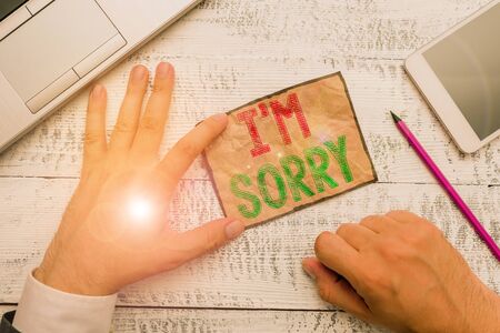 Handwriting text I M Sorry. Conceptual photo Toask for forgiveness to someone you unintensionaly...