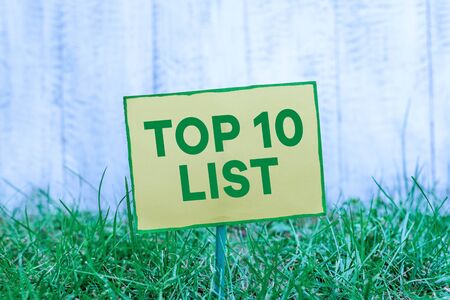 Handwriting text writing Top 10 List. Conceptual photo the ten most important or successful items in...