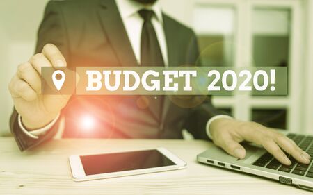 Handwriting text writing Budget 2020. Conceptual photo estimate of income and expenditure for next...