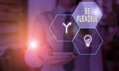 Word writing text Be Flexible. Business photo showcasing able to be easily modified to respond to altered circumstancesの写真素材