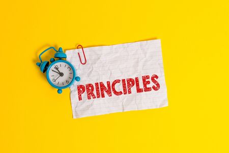 Text sign showing Principles. Business photo showcasing fundamental truth that serves as the base...