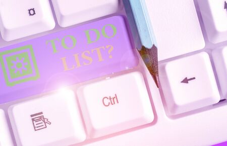 Text sign showing To Do List Question. Business photo text Series of task to be done organized in priority orderの写真素材