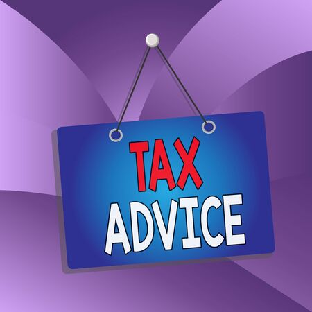 Handwriting text Tax Advice. Conceptual photo tax agent service with advanced training and knowledge of tax law Colored memo reminder empty board blank space attach background rectangleの写真素材