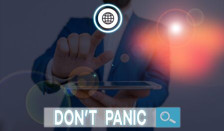 Word writing text Don T Panic. Business photo showcasing to avoid sudden uncontrollable fear or anxiety Keep calmの写真素材