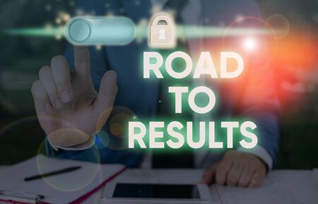 Writing note showing Road To Results. Business concept for Business direction Path Result Achievements Goals Progressの写真素材