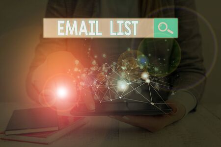 Word writing text Email List. Business photo showcasing widespread distribution of information to analysisy Internet usersの写真素材