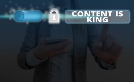 Text sign showing Content Is King. Business photo text words what sells products and provide good marketingの写真素材