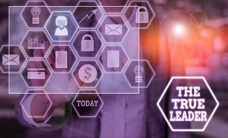 Text sign showing The True Leader. Business photo text one that move and encourage group of showing Responsibilityの写真素材