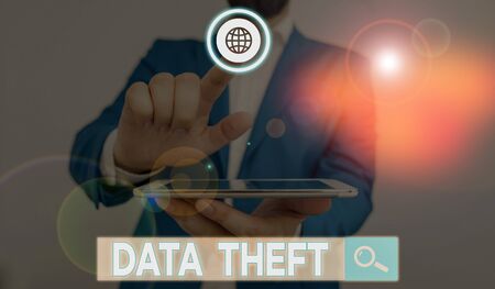 Word writing text Data Theft. Business photo showcasing illegal transfer of any information that is confidentialの写真素材