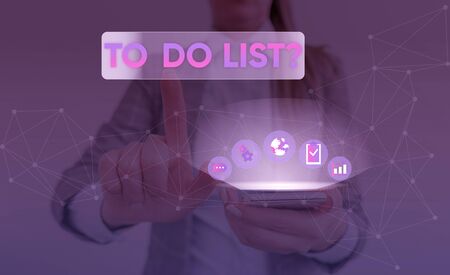 Word writing text To Do List Question. Business photo showcasing Series of task to be done organized in priority orderの写真素材