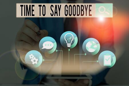 Word writing text Time To Say Goodbye. Business photo showcasing Bidding Farewell So Long See You Till we meet againの写真素材