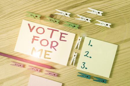 Text sign showing Vote For Me. Business photo showcasing Campaining for a government position in the...