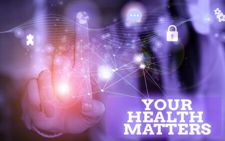 Handwriting text Your Health Matters. Conceptual photo good health is most important among other things Picture photo system network scheme modern technology smart deviceの写真素材