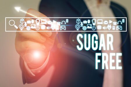 Text sign showing Sugar Free. Business photo showcasing containing an artificial sweetening substance instead of sugarの写真素材