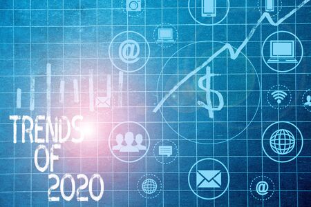 Text sign showing Trends Of 2020. Business photo text things that is famous for short period of time...