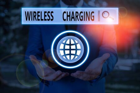 Word writing text Wireless Charging. Business photo showcasing methods of charging batteries without the use of cablesの写真素材