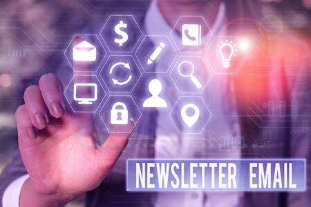 Conceptual hand writing showing Newsletter Email. Concept meaning email sent to subscribers informing them about the newsの写真素材