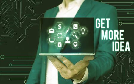 Word writing text Get More Idea. Business photo showcasing Random Input Mind Map Picture Mock up Surveys Visualizationの写真素材