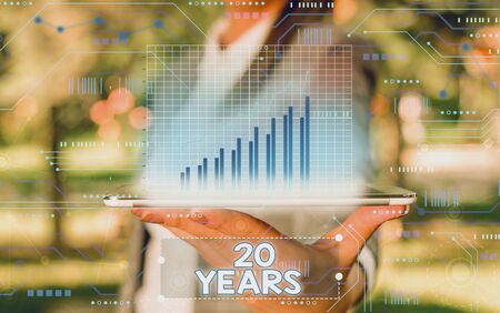 Word writing text 20 Years. Business photo showcasing Remembering or honoring special day for being...