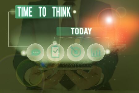 Writing note showing Time To Think. Business concept for Reconsider some things Reflection time Moment to ponderの写真素材