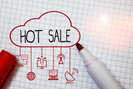 Word writing text Hot Sale. Business photo showcasing putting products on high discount Great price Black Fridayの写真素材