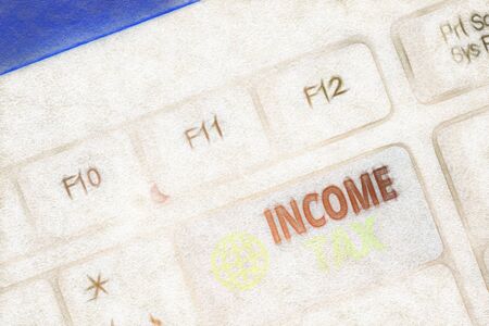 Word writing text Income Tax. Business photo showcasing Annual charge levied on both earned and unearned incomeの写真素材