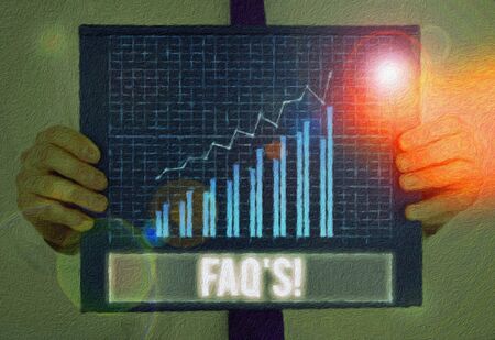 Text sign showing Faq. Business photo showcasing a list of questions and answers relating to a...