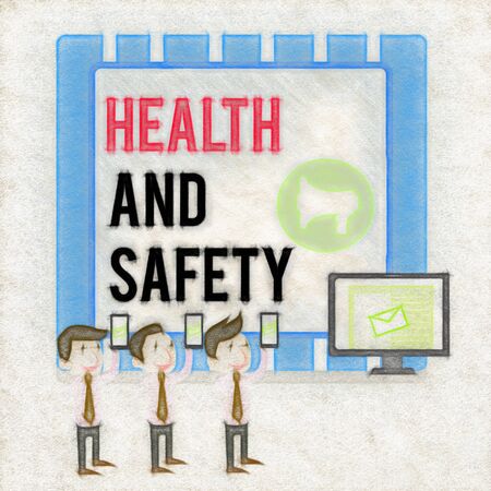 Word writing text Health And Safety question. Business photo showcasing regulations and procedures intended to prevent accident SMS Email Marketing Media Audience Attraction Personal Computer Loudspeakerの写真素材