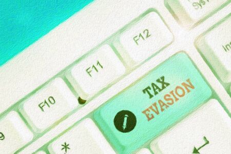 Conceptual hand writing showing Tax Evasion. Concept meaning the failure to pay or the deliberate underpayment of taxesの写真素材