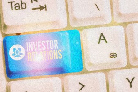 Writing note showing Investor Relations. Business concept for analysisagement responsibility that...