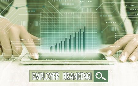 Writing note showing Employer Branding. Business concept for promoting company employer choice to desired target groupの写真素材