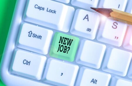 Word writing text New Job Question. Business photo showcasing asking if a demonstrating got regular work to earn moneyの写真素材