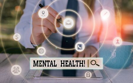 Word writing text Mental Health. Business photo showcasing demonstratings condition regard to their psychological well beingの写真素材