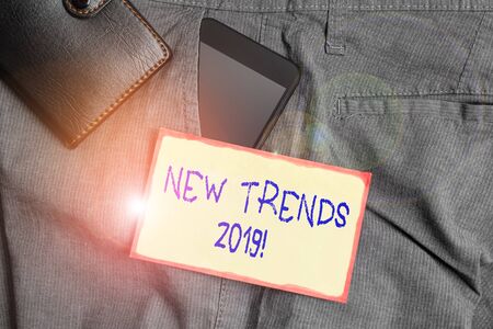 Handwriting text writing New Trends 2019. Conceptual photo general direction in which something is...