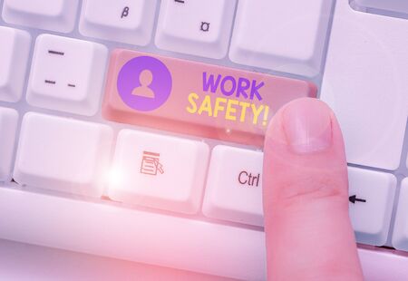 Conceptual hand writing showing Work Safety. Concept meaning policies and procedures in place to ensure health of employeesの写真素材