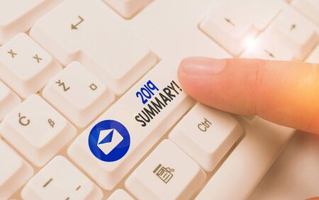 Writing note showing 2019 Summary. Business concept for summarizing past year events main actions or...