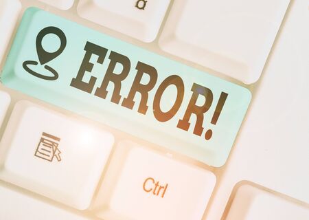 Word writing text Error. Business photo showcasing state or condition of being wrong in conduct judgement or programの写真素材