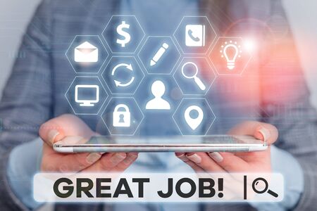 Word writing text Great Job. Business photo showcasing used praising someone for something they have done wellの写真素材