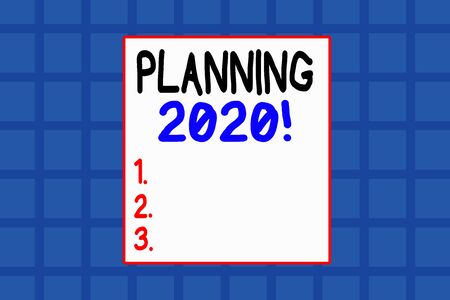 Conceptual hand writing showing Planning 2020. Concept meaning process of making plans for something next year Background combination squares Seamless pattern designの写真素材
