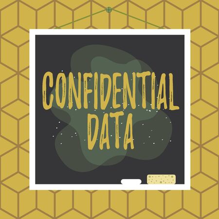 Conceptual hand writing showing Confidential Data. Concept meaning information that is not available to the general public Asymmetrical uneven shaped pattern object multicolour designの写真素材