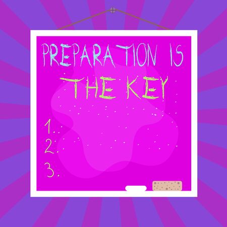 Word writing text Preparation Is The Key. Business photo showcasing it reduces errors and shortens the activities Asymmetrical uneven shaped format pattern object outline multicolour designの写真素材