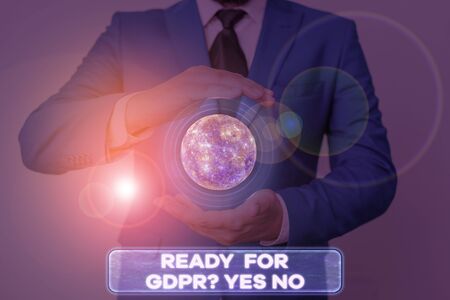 Word writing text Ready For Gdpr question Yes No. Business photo showcasing Readiness General Data Protection Regulationの写真素材