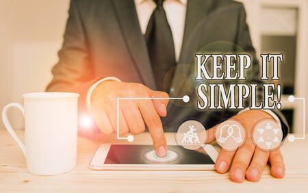 Handwriting text Keep It Simple. Conceptual photo ask something easy understand not go into too much detailの写真素材