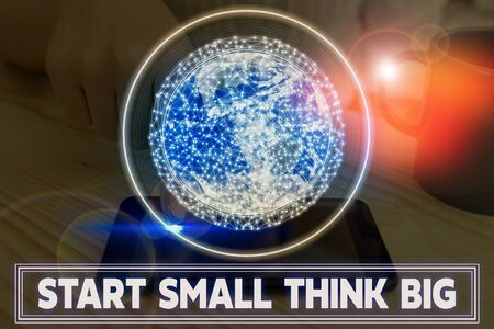 Writing note showing Start Small Think Big. Business concept for Initiate with few things have something great in mindの写真素材