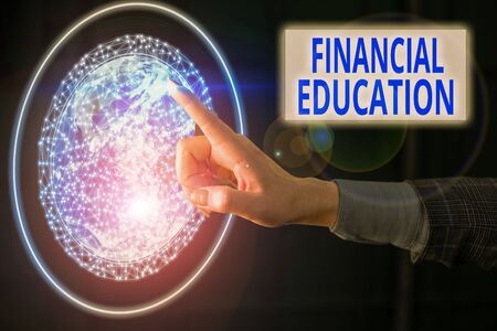 Text sign showing Financial Education. Business photo showcasing education and understanding of various financial areasの写真素材