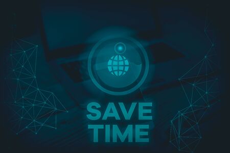 Writing note showing Save Time. Business concept for to do something more efficiently such that less time is requiredの写真素材