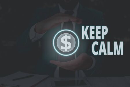 Handwriting text Keep Calm. Conceptual photo not get emotionally invested in situations you cannot control overの写真素材