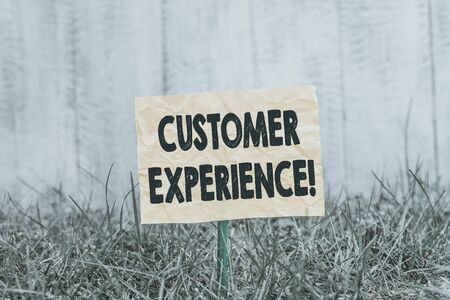 Word writing text Customer Experience. Business photo showcasing product of interaction between...