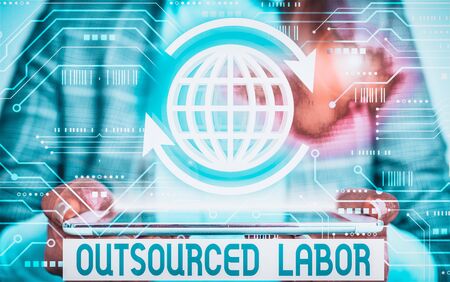 Word writing text Outsourced Labor. Business photo showcasing jobs handled or getting done by...