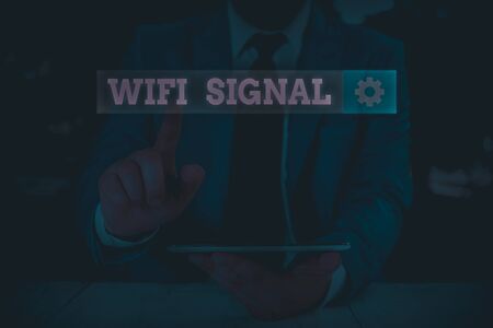 Text sign showing Wifi Signal. Business photo text provide wireless highspeed Internet and network connectionsの写真素材